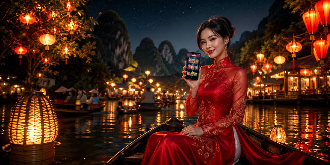 Người chơi nhận thưởng VIP tại Hội An trong trang phục áo dài truyền thống